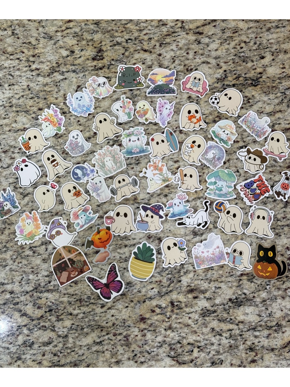 Ghost Stickers Halloween Kawaii Floral Spooky Sticker Lot 53 Pc New